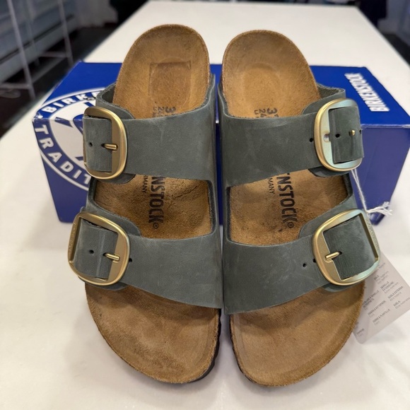 Birkenstock New w/ Box Women’s Arizona Big Buckle Thyme Nubuck Leather Sz 6 - Picture 5 of 12